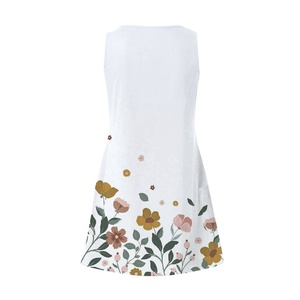 Vestidos informales Midi sin mangas para mujer de alta moda Patrón floral personalizado Sólido Digital Venta al por mayor Vestido sin mangas con diseño ahumado-169 - Product Image 3