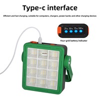 Projecteur à haute luminosité 360° °   Lampe de travail LED portable rechargeable solaire et USB-C avec poignée rotative et fonction de batterie externe
