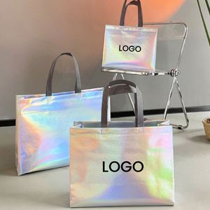 Bolsa de Regalo Brillante Reutilizable, Bolsa de Compras Plateada Metálica, Bolsa de Tela No Tejida con Diseño Láser, Bolsa de Sublimación - Product Image 6