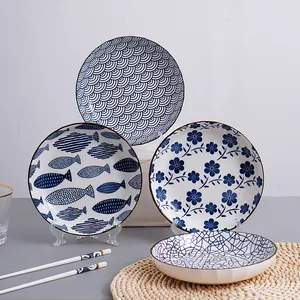 Assiettes <span class=keywords><strong>en</strong></span> céramique japonaises, 8 pouces, vaisselle ménagère, 11 modèles au choix de l'usine chinois, vente <span class=keywords><strong>en</strong></span> gros, 2022 - Product Image 1