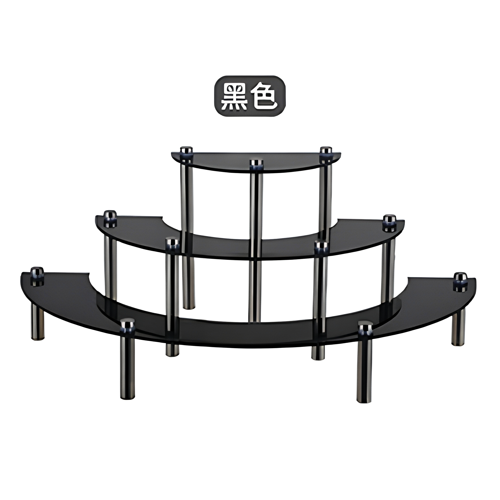 Semi-circle black-3 tiers-cake stand