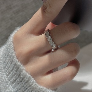 Anillo de Plata de Ley S925 con Corazón Cepillado, Diseño Vintage de Lujo Simple, Incrustado con Moissanita, Anillo Abierto Ligero - Product Image 3