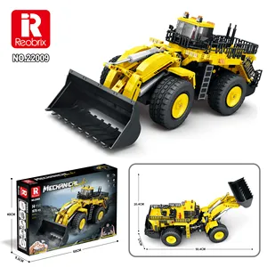 REOBRIX 22009 RC excavateur Bulldozer, camion, grue, véhicule de Construction, blocs de Construction de ville, briques, chargeur de jouets