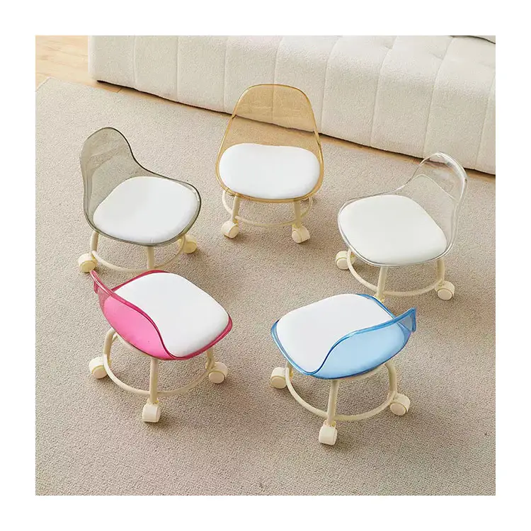 Ins hot sale living room in clear resin chairs pulley transparent Acrylic chair pink for kids