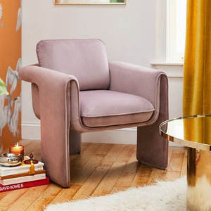 Sillones Modernos de Salón Estilo Real, Sillón Individual Tapizado en Terciopelo para Sala de Estar, Cómodo Sillón <span class=keywords><strong>Club</strong></span> con Brazos Curvos - Product Image 4