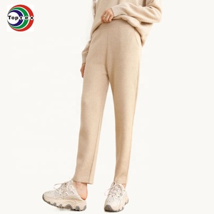 Pantalons d'hiver en cachemire pour femmes de haute qualité 100% cachemire pur Pantalons décontractés épais et chauds à la coupe flatteuse - Product Image 3