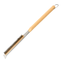 Brosse à four à pizza à long manche en fil de cuivre avec grattoir pour le nettoyage des fours à pierre, outil de nettoyage pour cuisine et boulangerie