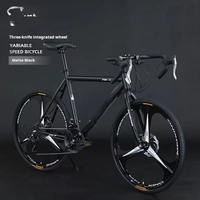 Vélo de course léger avec fourche en acier inoxydable, frein à disque, guidon courbé, 27 vitesses, pédales pour hommes, femmes et jeunes