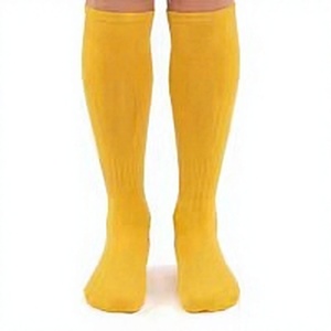 Yellow <b>Knee</b> <b>High</b> <b>Socks</b> Solid Color Breathable Knitted <b>for</b> Adults Casual Wear body logo <b>socks</b> Wholesale rate - Product Image 1