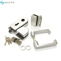 Serrure de poignée de porte coulissante sans cadre pour cloison de bureau, serrure en verre en acier inoxydable de haute sécurité