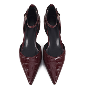 Women Cut Out Ankle Strap Shoes Gold Thin Heels <b>Pumps</b> Dress Pointed Toe Sandals Office Ladies Buckles Stiletto - Product Image 6