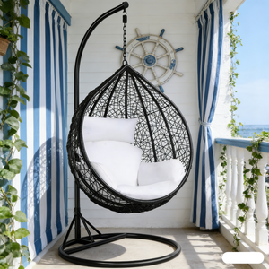 Fauteuil <span class=keywords><strong>suspendu</strong></span> en macramé Egg Rocking Chair, balançoire Ikean, balançoire automatique à deux places pour adultes, <span class=keywords><strong>hamac</strong></span> de véranda, balançoire <span class=keywords><strong>cocon</strong></span> - Product Image 3