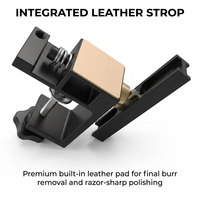 Système d'affûtage de couteaux professionnel à angle fixe DMD-2268, 5 pierres à affûter multi-grains, étui en cuir intégré, roulement sphérique à 360°