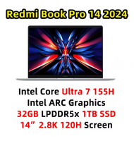 Laptop Ringan Baru Original Xiao Mi Redmi Book Pro 14 2024 14" 2.8K 120Hz/Ultra 7-155H/32GB/1TB/ Windows 11 Daya Tahan Baterai Ultra Lama