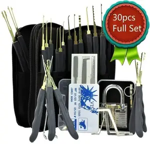 Vente en gros 24pcs serrurier serrure pick set fournitures Transparent pratique cadenas serrure outils de cueillette ensemble