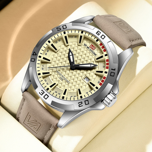 Fashion Mens Luxury Sport Watch Silver Tone Rotating Bezel Textured Dial Quartz Wristwatch with Date for Gift - Product Image 1