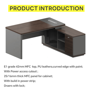Ceo Luxury Modern L Shaped Executive Office Table Boss Muebles de oficina Escritorios de madera Computadora Escritorio de oficina Gerente Mesa Escritorio - Product Image 3