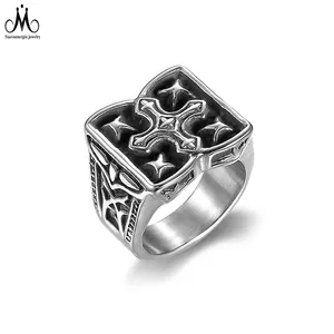 316L Bijoux En Acier Inoxydable Bague Templier Hommes Argent Punk Anneau