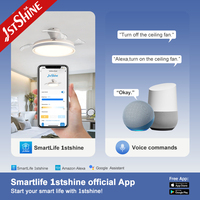 Ventilateur de plafond rétractable 1stshine avec abat-jour en acrylique, contrôle intelligent TUYA Wifi, pales réversibles, modes été/hiver, 6 vitesses