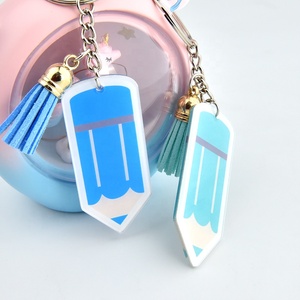 Personalized Teacher Appreciation Gift Plastic Acrylic Pencil Tassel Keychain