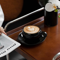 Ensemble de tasses à café en céramique noire moderne pour couples - Cadeau d'affaires pour le café, le thé et le lait Fabriqué en Chine