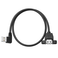 Bochara 90 grados a izquierda USB 2,0 Cable de extensión macho a hembra con montaje en panel de tornillo 24AWG + 28AWG 30cm 50cm 1m