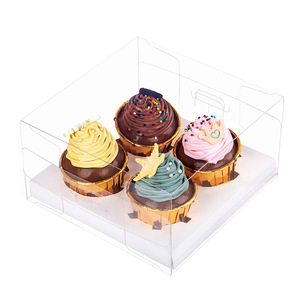 TGBA-8E072 Transparent Cupcake Box Small Wedding Cake Boxes Plastic Bakery Packaging 4/6/12 Holes Clear Boxes