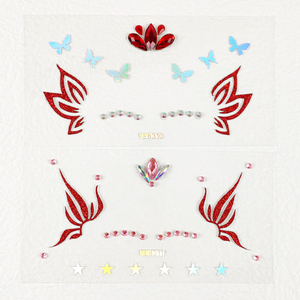 Nuovo all'ingrosso personalizzato Plain Laser SilverPowder diamantato faccia temporanea del <span class=keywords><strong>tatuaggio</strong></span> adesivi divertenti faccia di carnevale <span class=keywords><strong>tatuaggio</strong></span> decorativo - Product Image 3