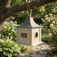 Ajoutez une touche d'élégance architecturale d'inspiration zen à votre jardin : mangeoire à oiseaux en PLA résistante à l'eau, écologique, suspendue pour l'extérieur.