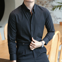 Chemise Homme Premium Sense Peacock à Manches Longues, Col Italien Pointu, Coupe Slim, Infroissable, Style Décontracté et Élégant