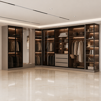 Organisateur d'angle en L pour dressing avec étagères ouvertes, armoire de chambre moderne de luxe