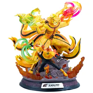 Venta al por mayor Nar-uto GK Nine-Tailed Fox Nar-uto Uzumaki Nar-uto Sage Tail Beast puede brillar figura modelo