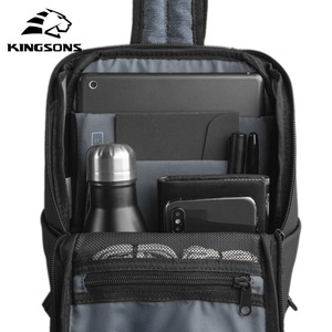 Nouveau sac messager et sac à bandoulière pour homme, avec bouton, imperméable, design ergonomique, grande capacité, sac d'affaires - Kingsons - Product Image 6