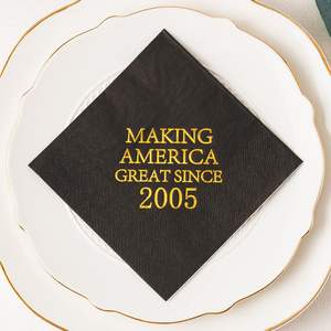 Sekali pakai dicetak kustom dengan Logo Cocktail hitam pesta pernikahan serbet kertas - Product Image 4