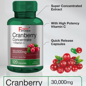 Complément alimentaire sans gluten à base d'extrait concentré de canneberge et de vitamine C 30 000 mg, 120 gélules - Product Image 3