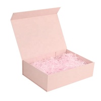 Emballage de boîte cadeau magnétique de luxe CHAUDE Poignée de ruban Pliant Logo personnalisé Papier de carton rigide noir rose Insertion de vêtement