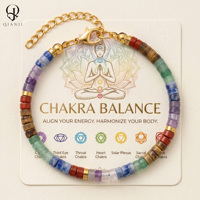 Bracelet en pierres naturelles 7 chakras, perles de cristal énergétiques, fermoir en acier inoxydable, bijoux en gros