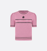 Fabricants de vêtements, logo personnalisé, broderie jacquard, pull en laine mérinos à manches courtes, tricot, pull, vêtements en tricot