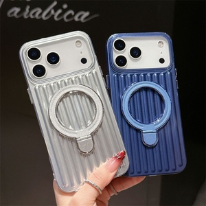 Funda de Lujo a Rayas con Anillo Magnético y Soporte Antigolpes para iPhone 11 12 13 14 15 16 17 Pro Max 17 Air - Product Image 4