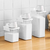 Boîtes de rangement multifonctionnelles hermétiques et anti-humidité pour lessive en poudre, avec bouteilles distributrices en PET haute transparence pour la maison
