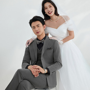 Korean Style Slim Fit Men's Suit Jacket Thickened Polyester Worsted <b>Work</b> Formal Wear Plus Size Blazer - Product Image 1