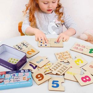Aides pédagogiques pour l'apprentissage des mathématiques pour les enfants de maternelle, puzzles numériques en bois avec boîte de rangement - Product Image 1
