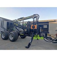 Remorque Forestière Certifiée CE pour Tracteur, Quad, avec Grue pour Transport de Bûches
