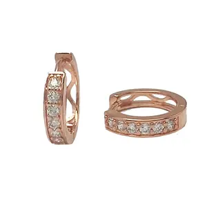 Channel Round Brilliant Jewelry Set Mini 14K Rose Gold Filled Thick Huggie Earrings 925 Sterling Silver
