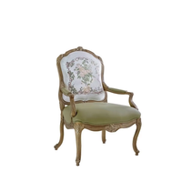 Prix d'usine Meubles de style antique Tissu en bois Fauteuil vert Chaise simple Canapé