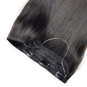 Extensiones de cabello Halo <span class=keywords><strong>invisible</strong></span> para cabello fino 100% cabello humano Fishline Halo Piece Extensiones de clip sin costuras para volumen - Product Image 3