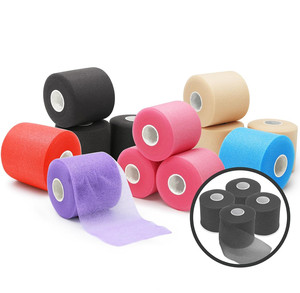Bande de maintien élastique respirante en mousse PU, 7cm*27m, poreuse, beige et noire, pour le sport - Product Image 5