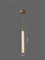 Suspension cylindrique moderne en marbre et albâtre avec métal laiton pour îlot de cuisine, chambre à coucher, chevet, table à manger