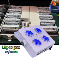 10 pièces X 1 étui Rechargeable sans fil Led Uplight 4x18 RGBAW UV 6in1 alimenté par batterie LED Par Dj Uplights avec étui de vol