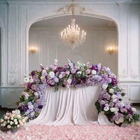 Decoración de Boda, Camino de Flores Artificiales Púrpuras de Alta Densidad para el Pasillo Nupcial con Hortensias Violetas Tridimensionales